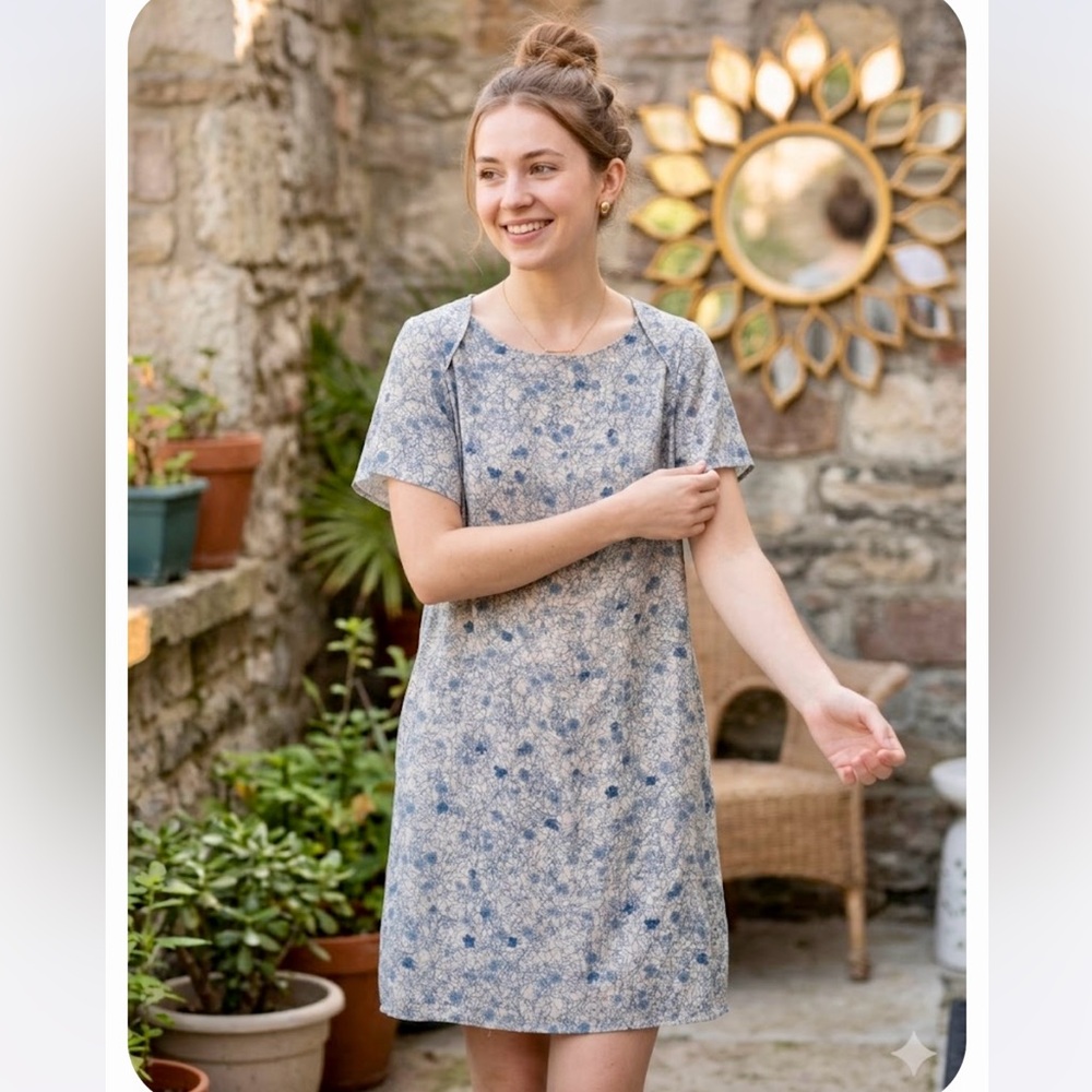 Vintage Blue Floral Dress